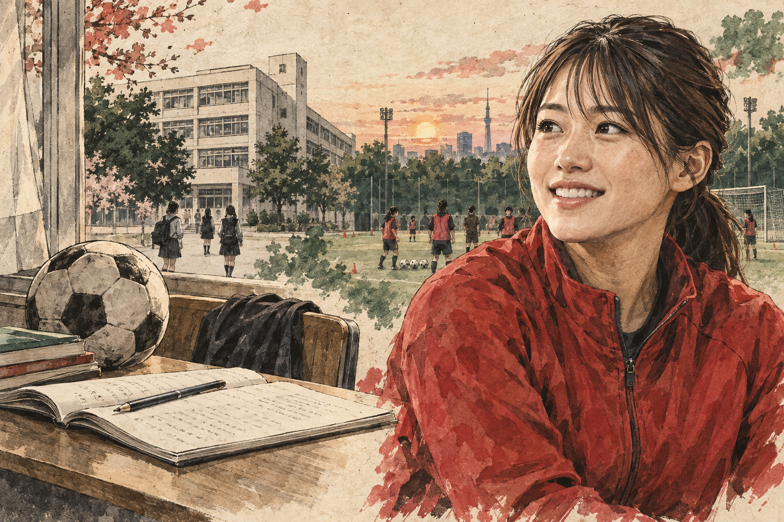 長野風花の高校とユースでの成長をイメージした似顔絵