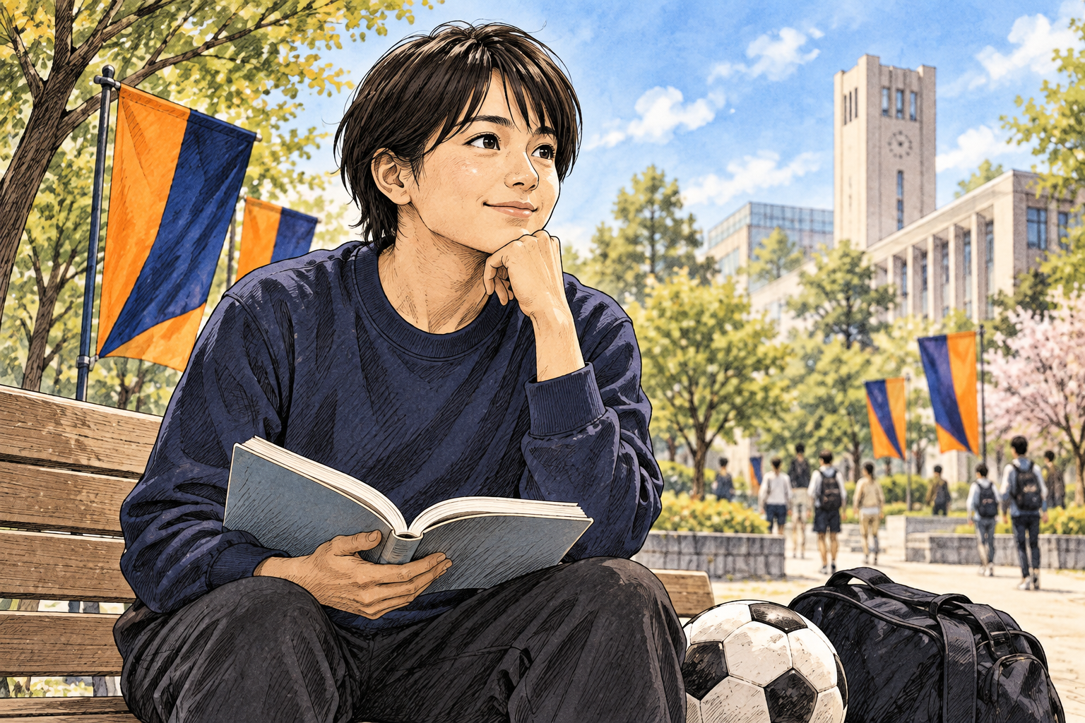 宮澤ひなたの大学と競技の両立をイメージした似顔絵