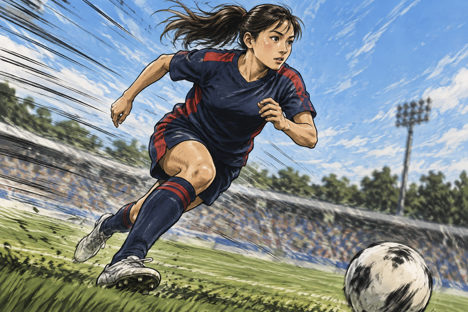走る宮澤ひなた選手をイメージしたイラスト