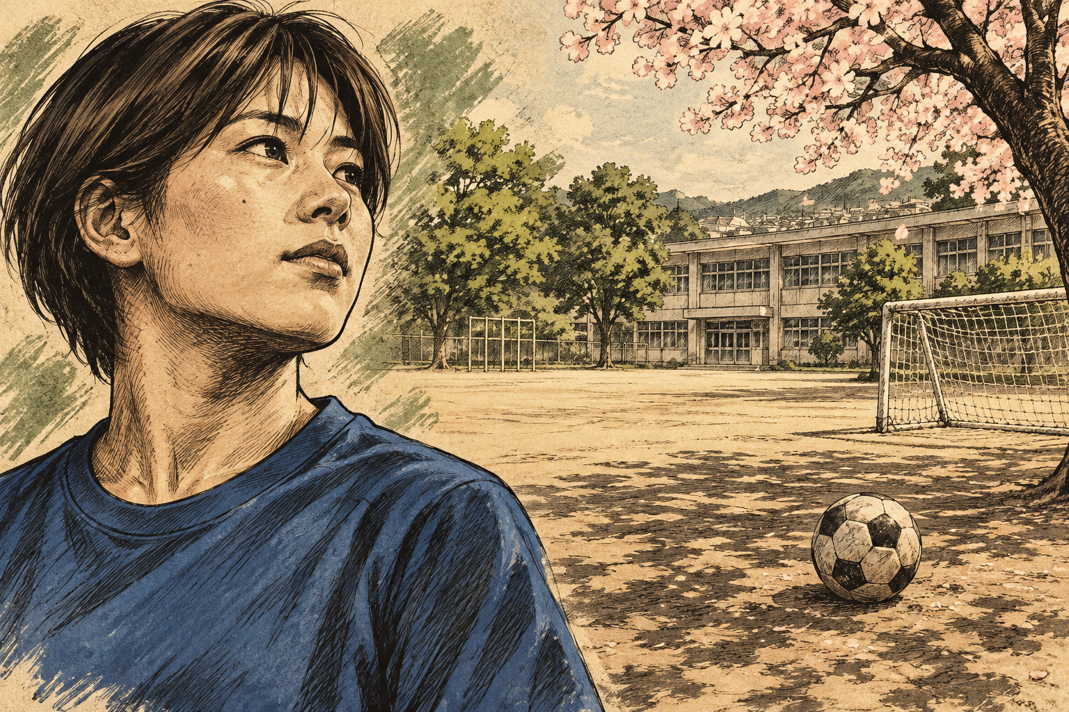 藤野あおばのサッカーの原点をイメージしたイラスト