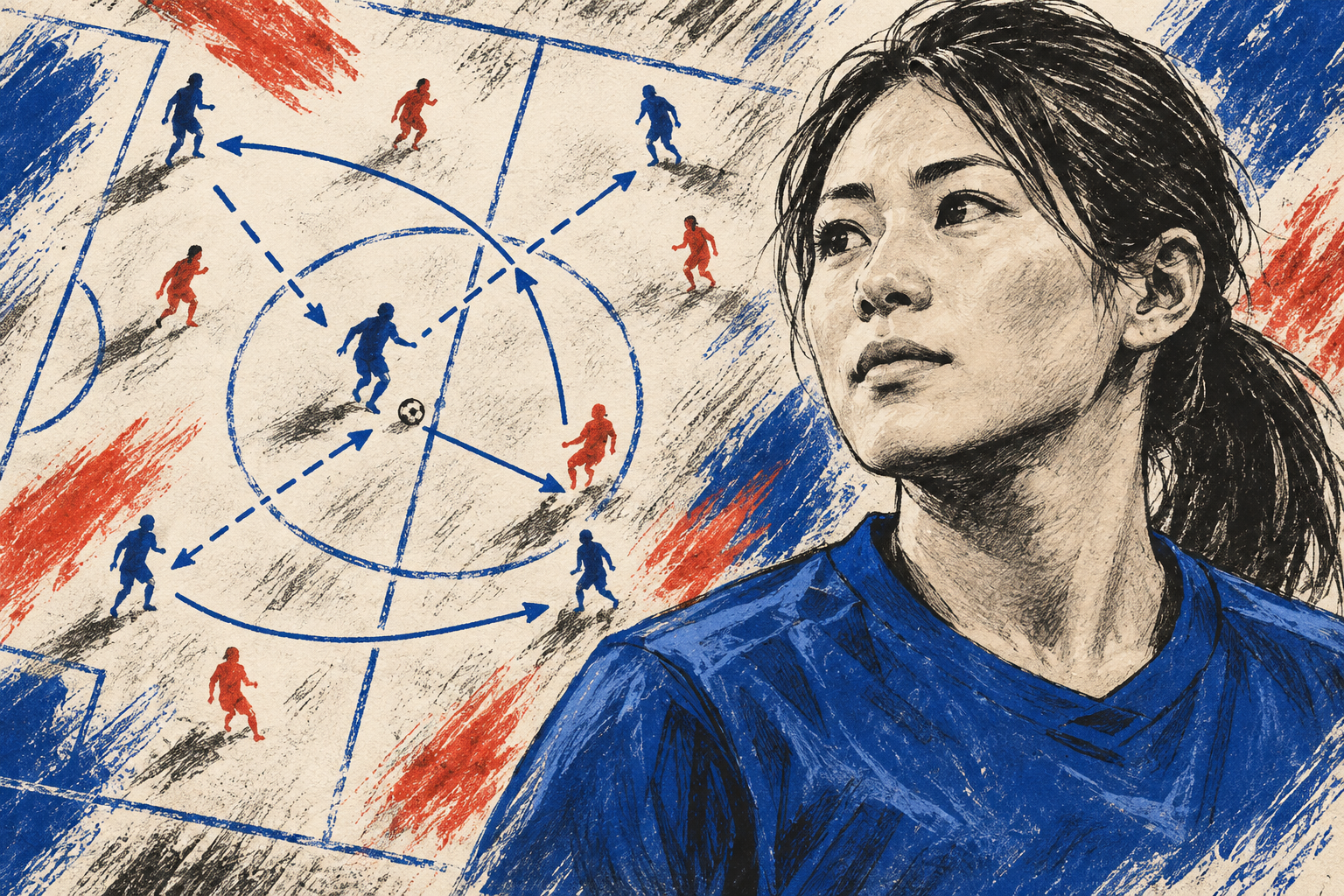 長野風花の中盤のプレーをイメージしたイラスト