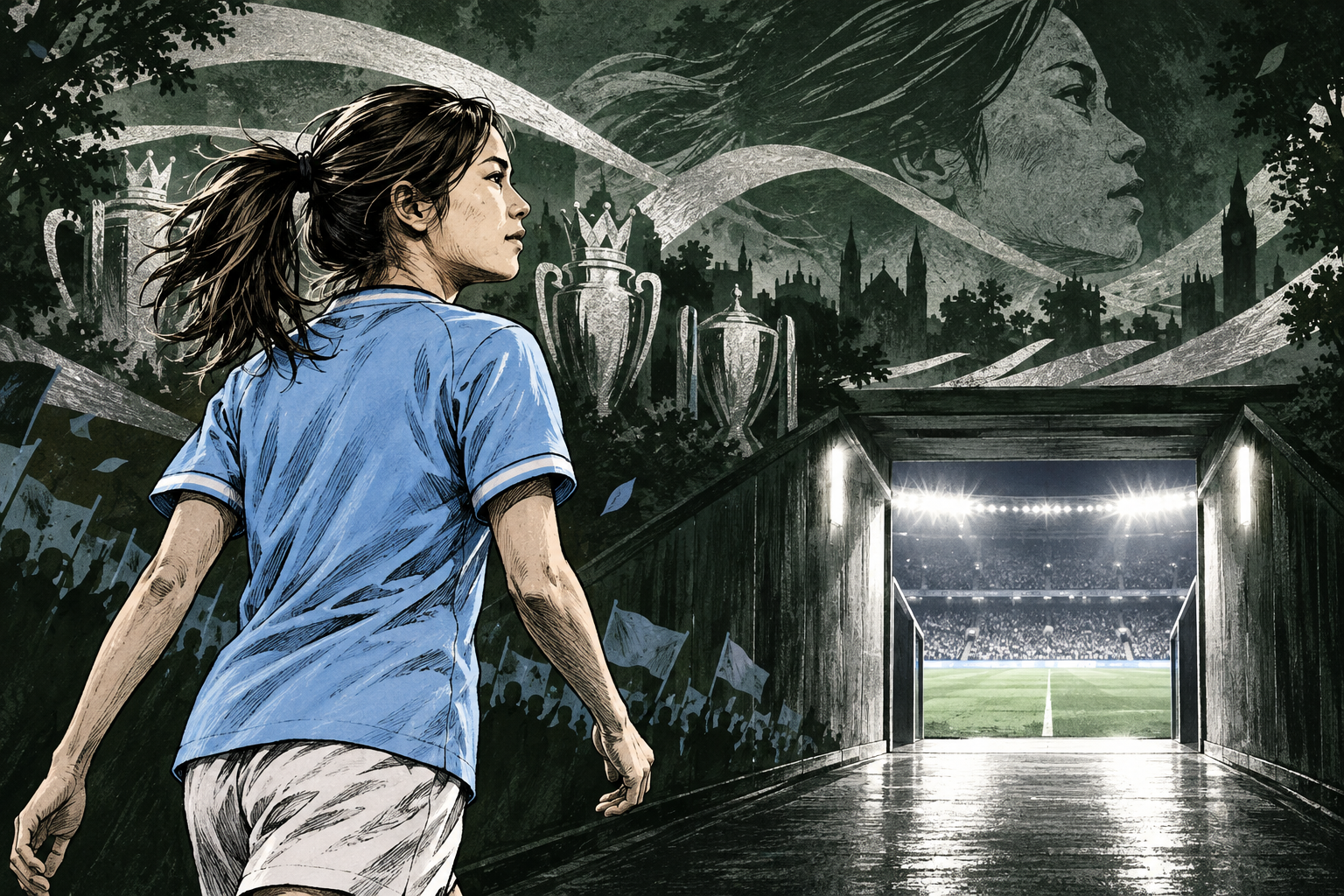 長谷川唯選手の契約延長と挑戦をテーマにしたAIイラスト