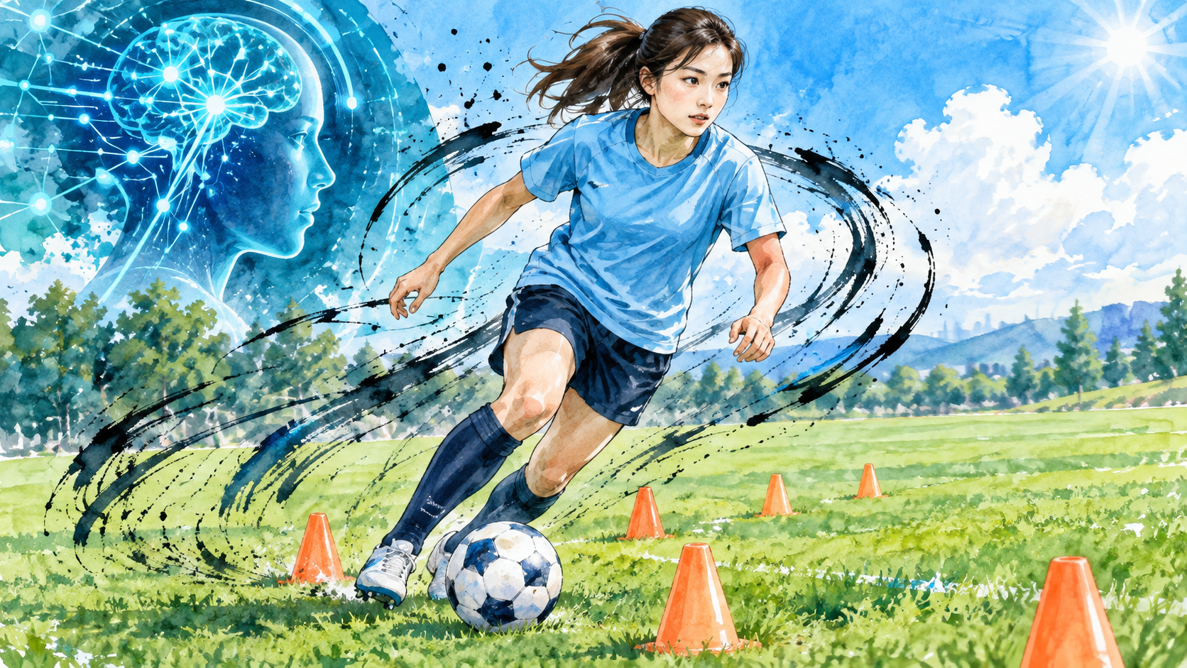 長谷川唯のトレーニングに学ぶ小学生の技術と判断力の育て方のイメージイラスト