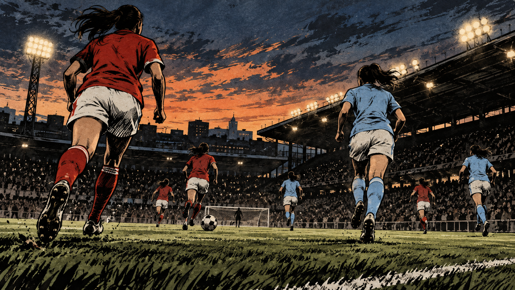 2026/27女子スーパーリーグ第4節の試合を表す女子サッカーのイラスト