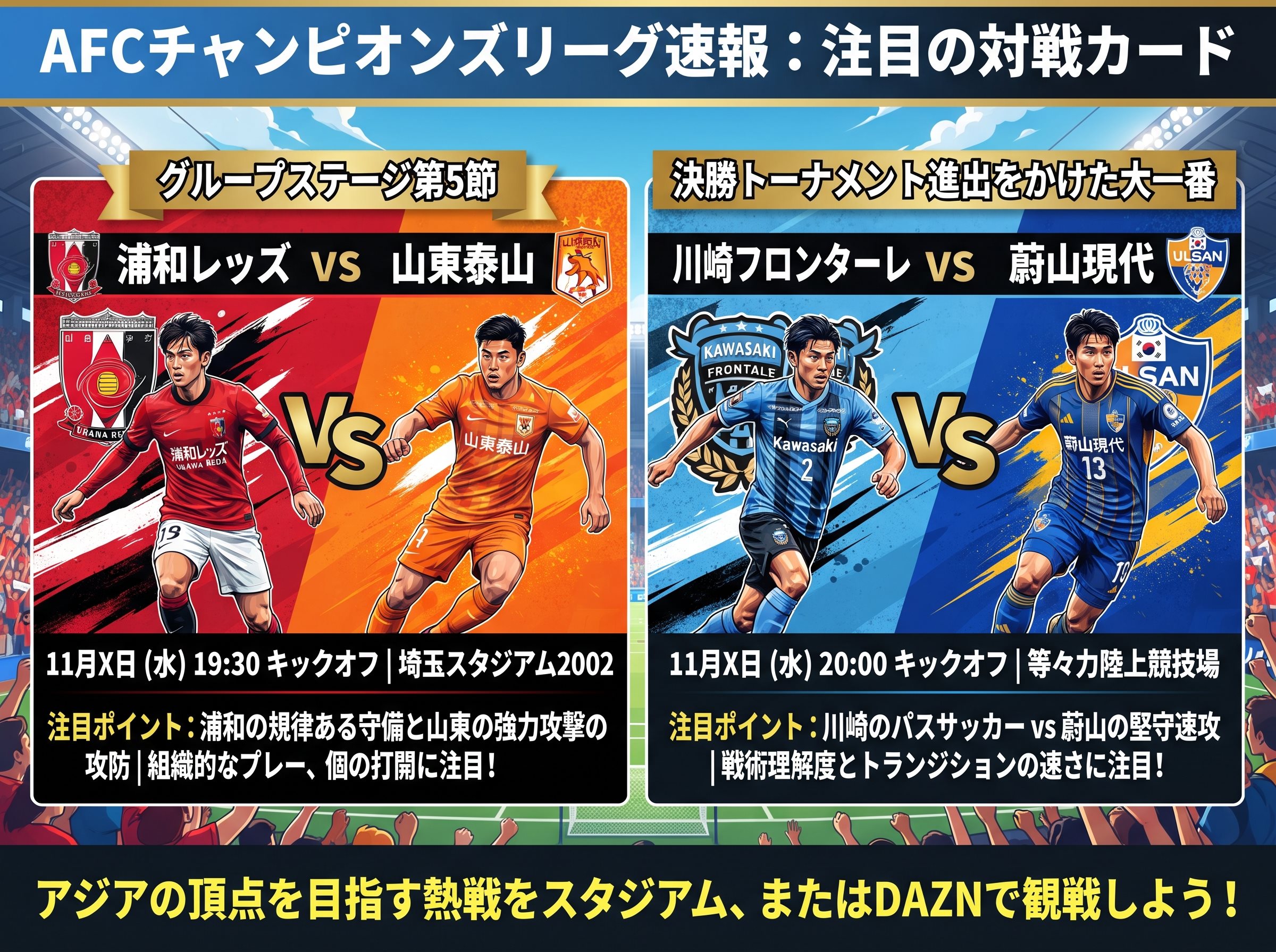 AFCチャンピオンズリーグ速報:注目の対戦カード