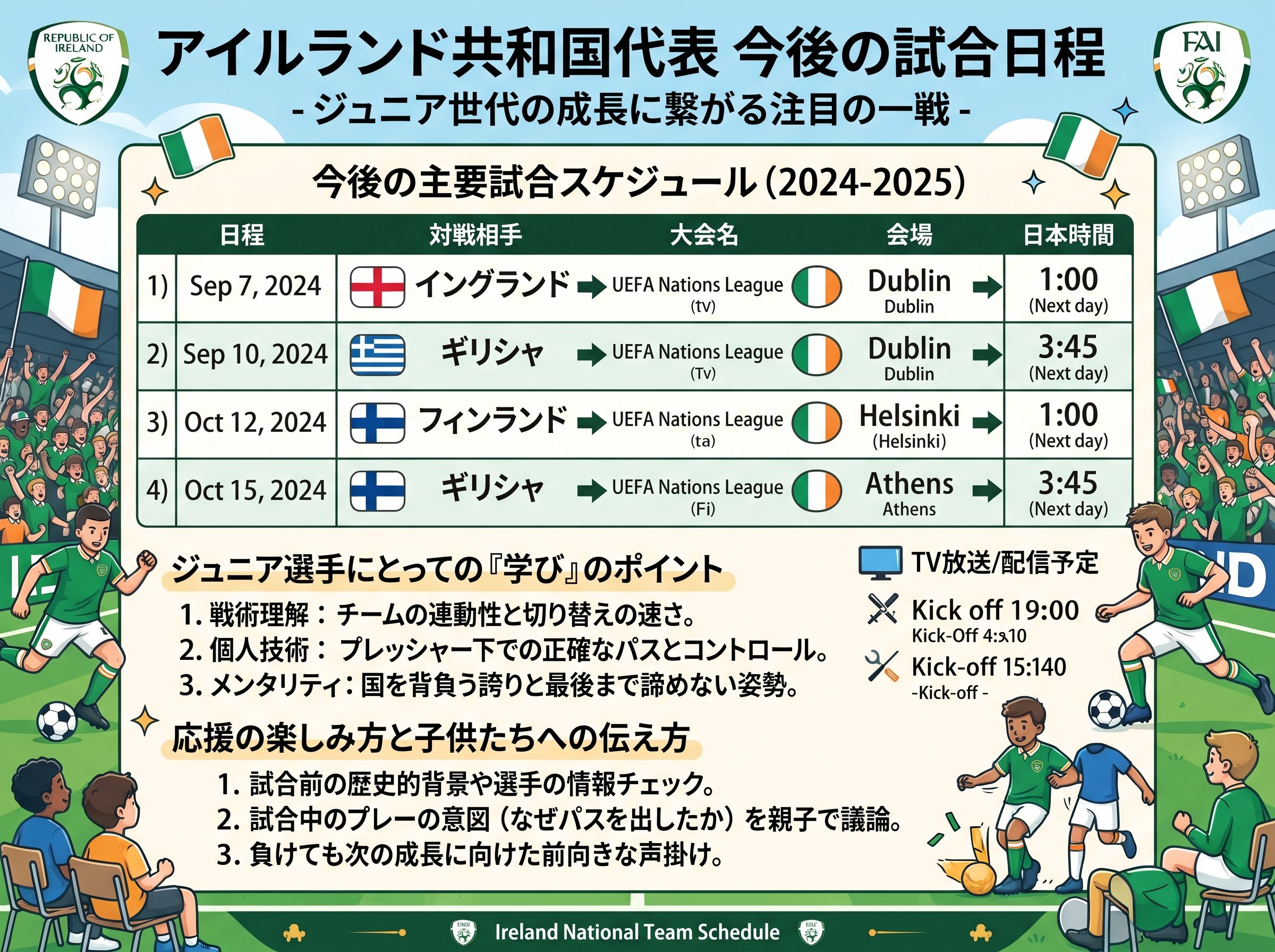 アイルランド共和国代表の今後の試合日程