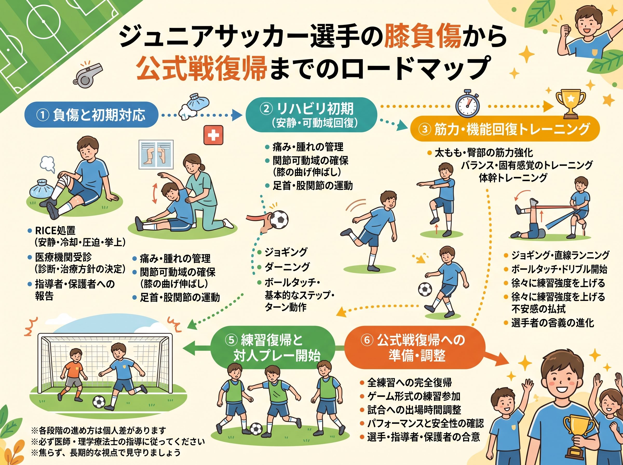 膝の負傷から公式戦復帰までの経過