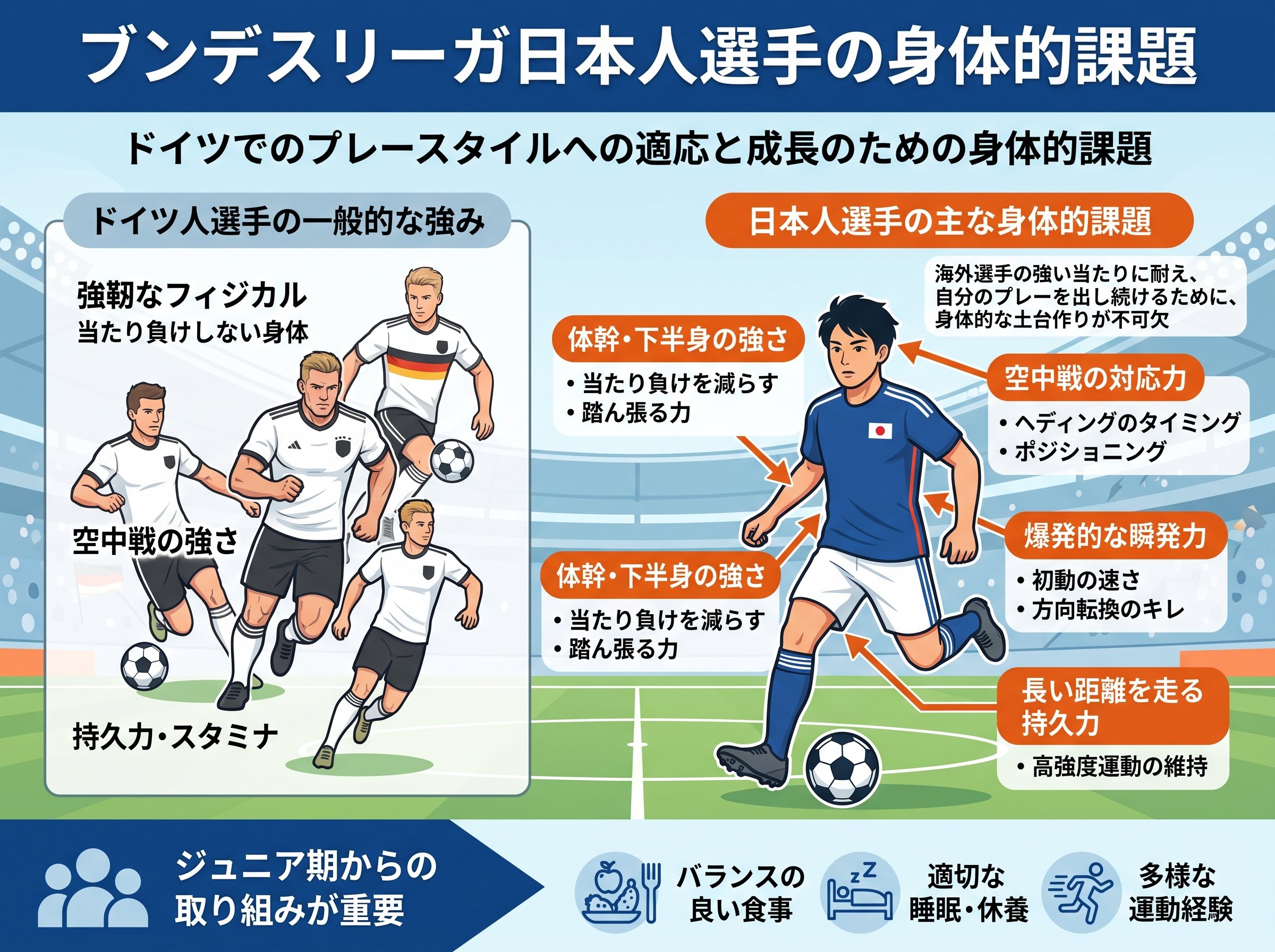 ブンデスリーガ日本人選手の身体的課題