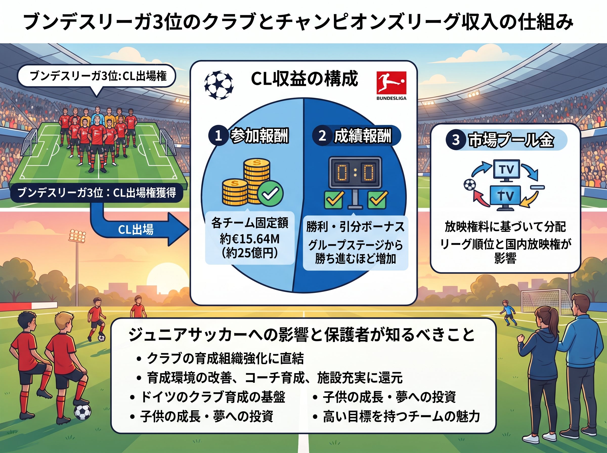 ブンデスリーガ3位のチャンピオンズリーグ収入