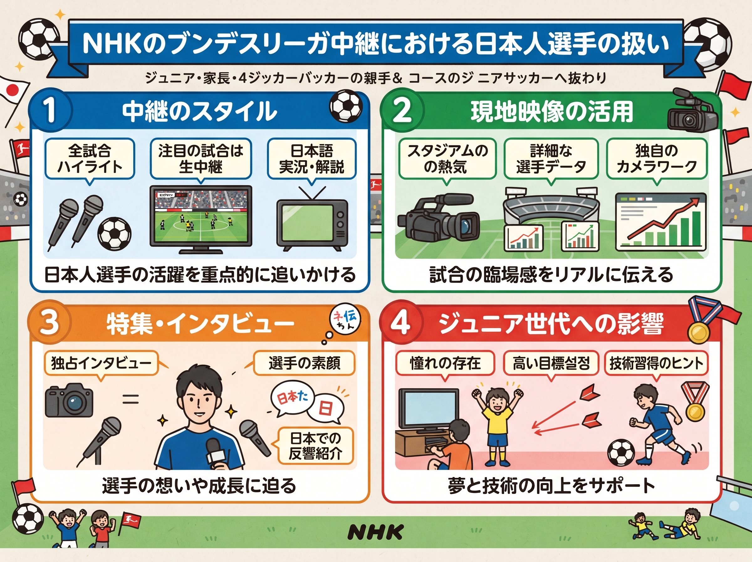 NHKのブンデスリーガ中継における日本人選手の扱い