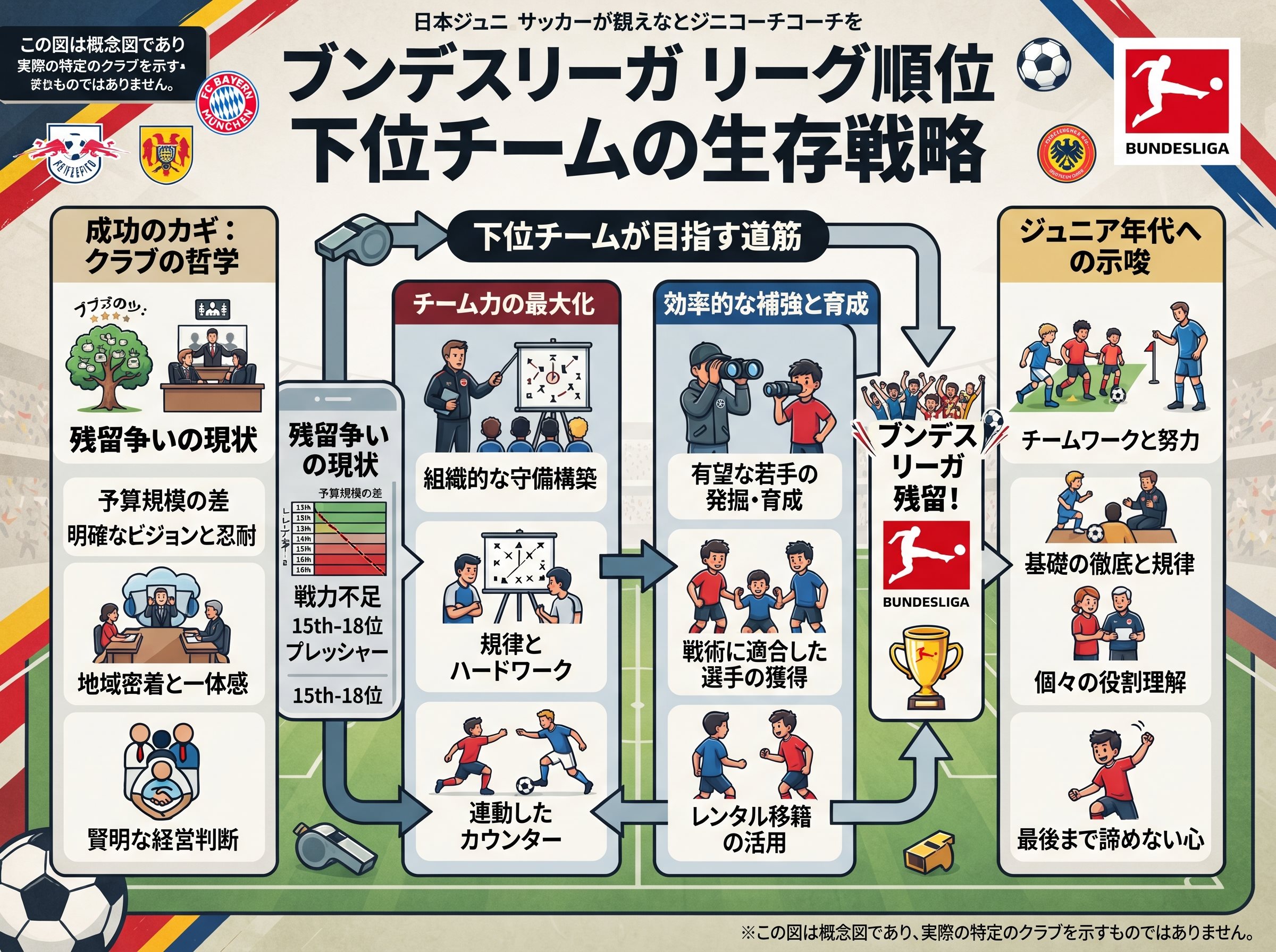 ブンデスリーガ リーグ順位 下位チームの生存戦略