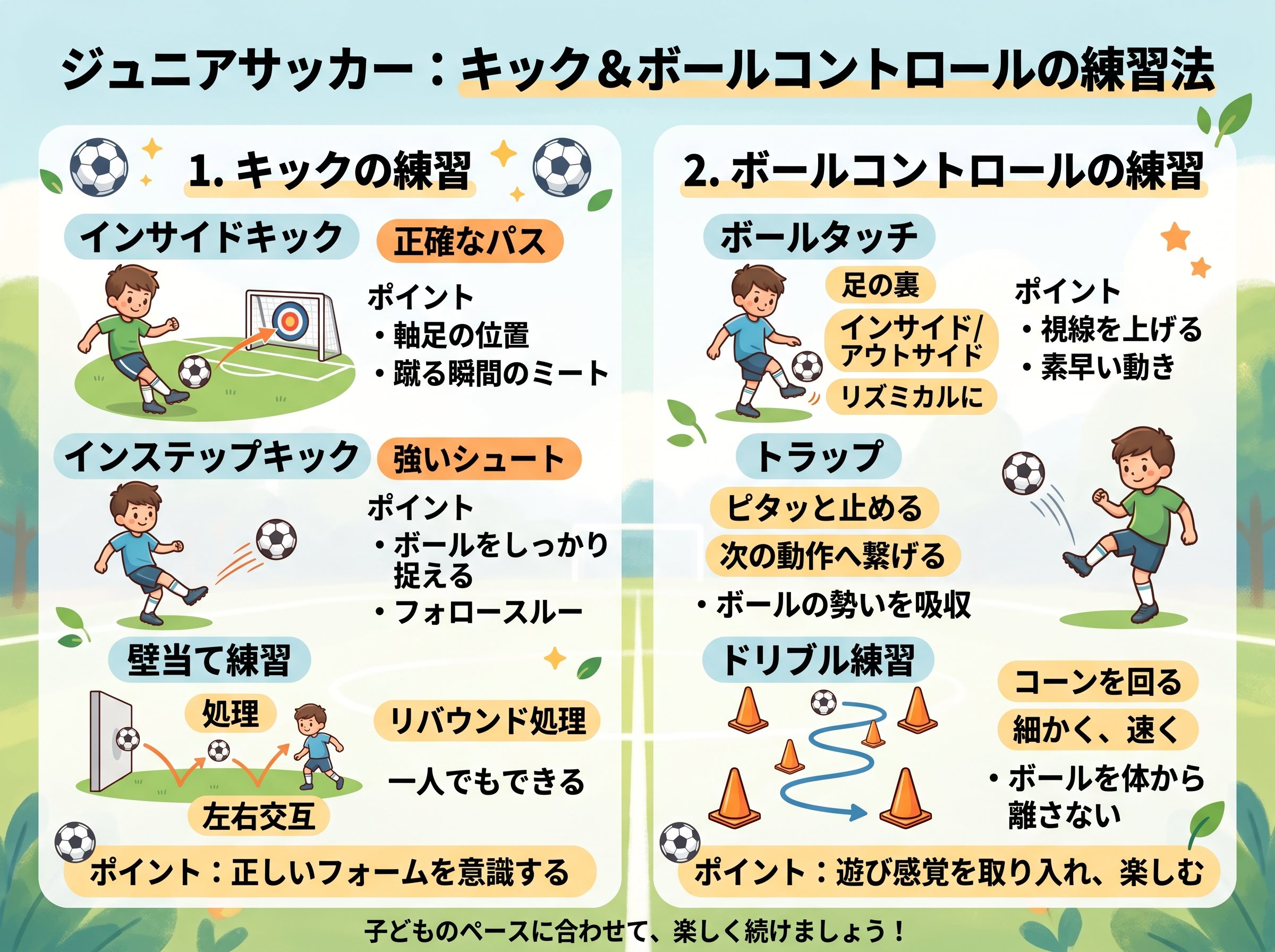 キックとボールコントロールをどう練習する?