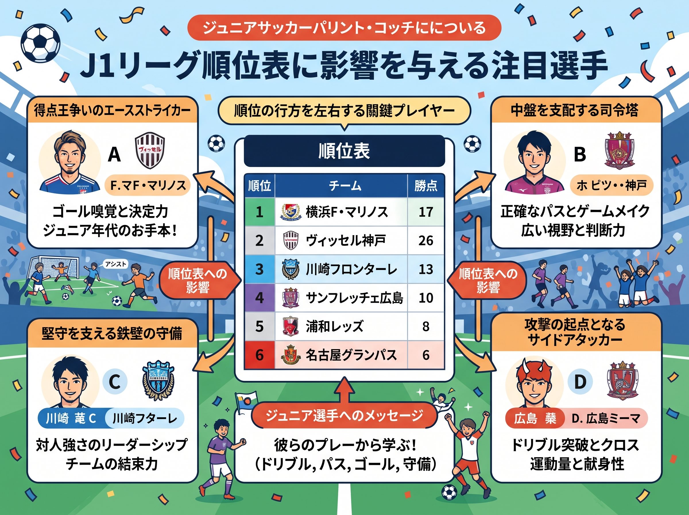 J1リーグ順位表に影響を与える注目選手