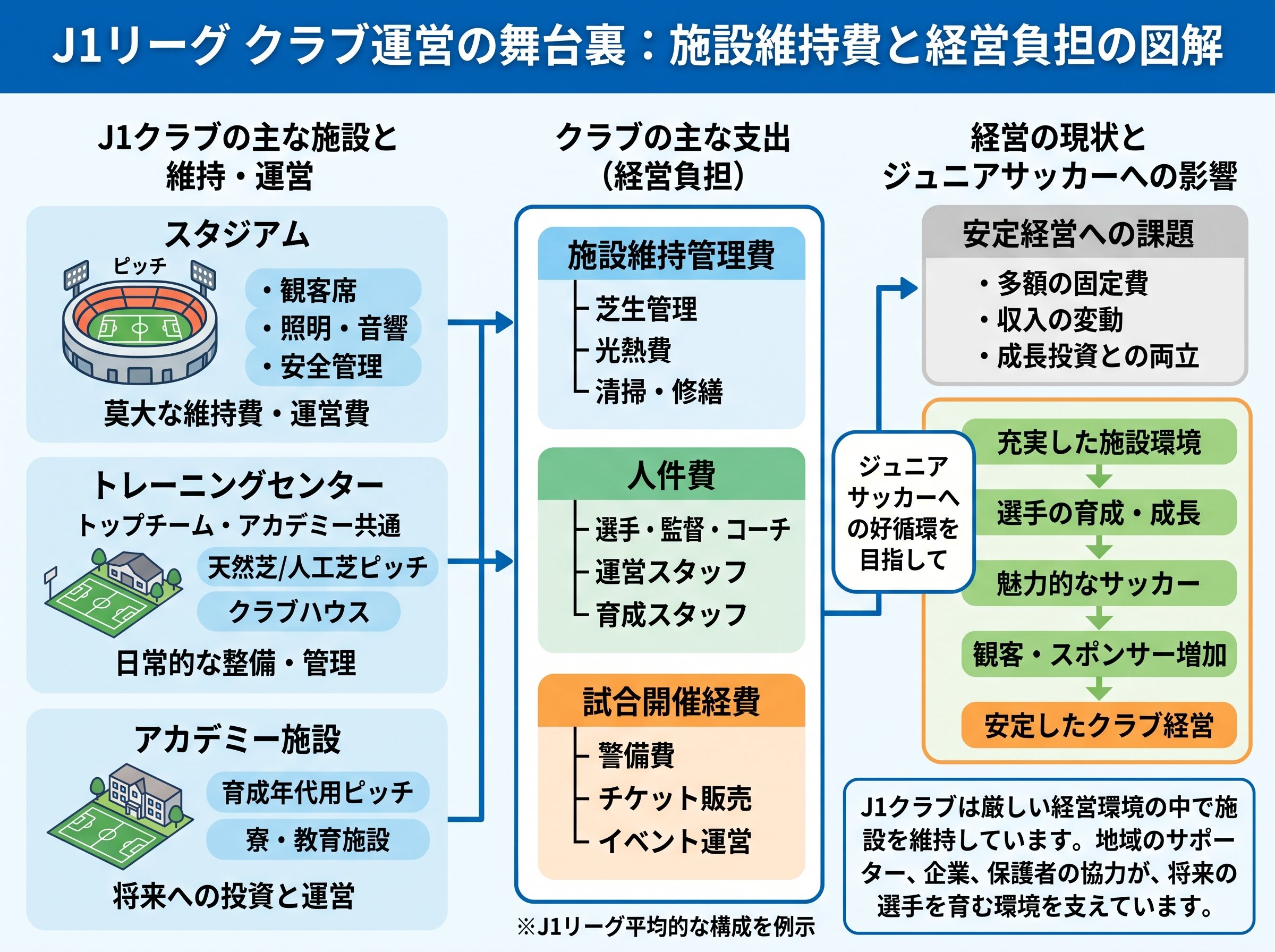 J1リーグの施設維持費と経営負担