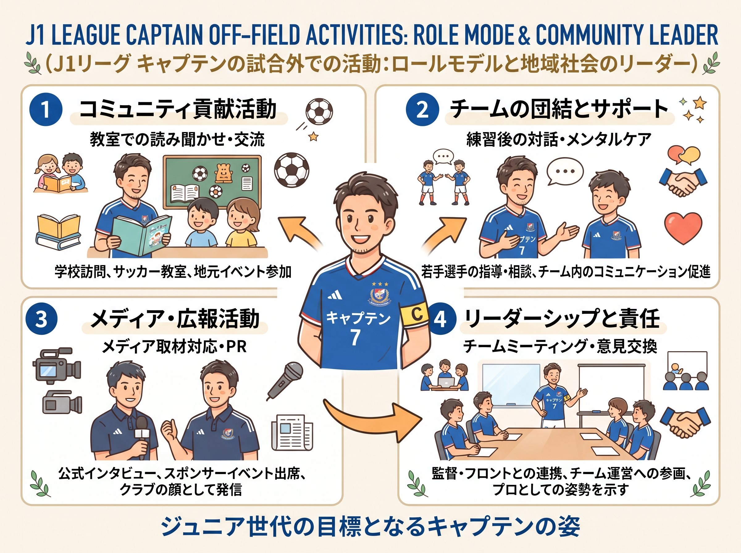 J1リーグキャプテンの試合外での活動