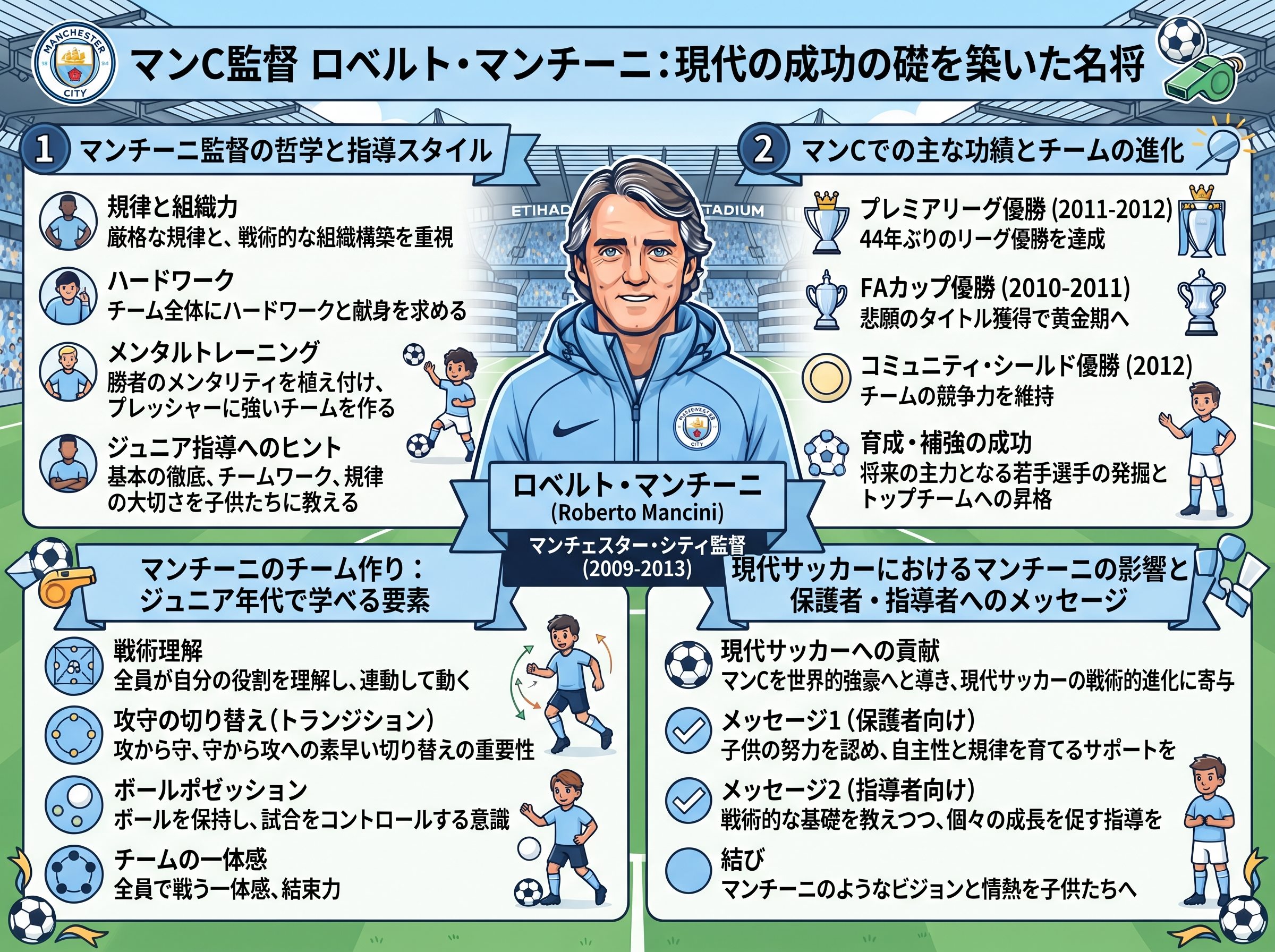 マンC監督 ロベルト・マンチーニ:現代の成功の礎を築いた名将
