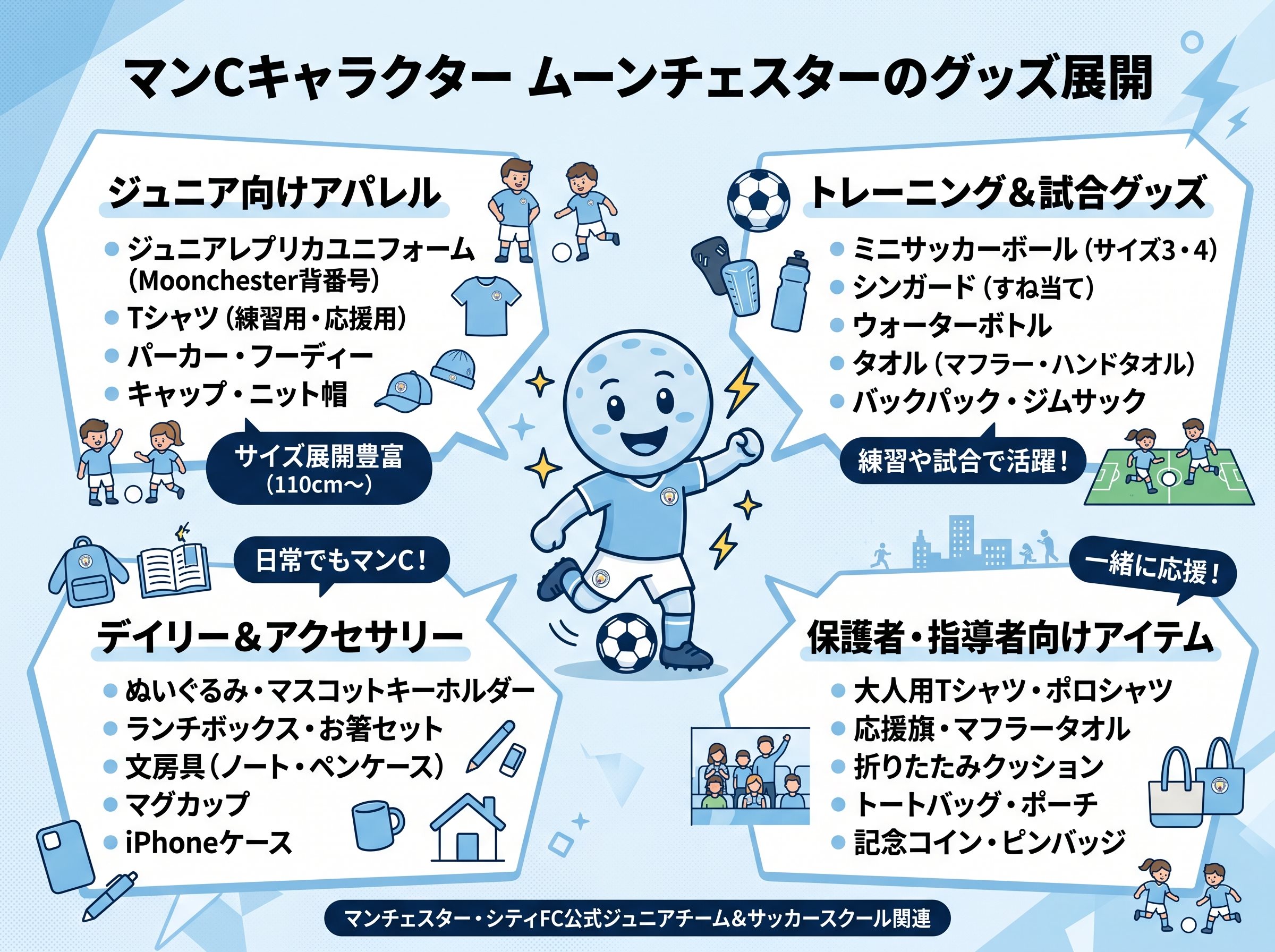 マンCキャラクター ムーンチェスターのグッズ展開