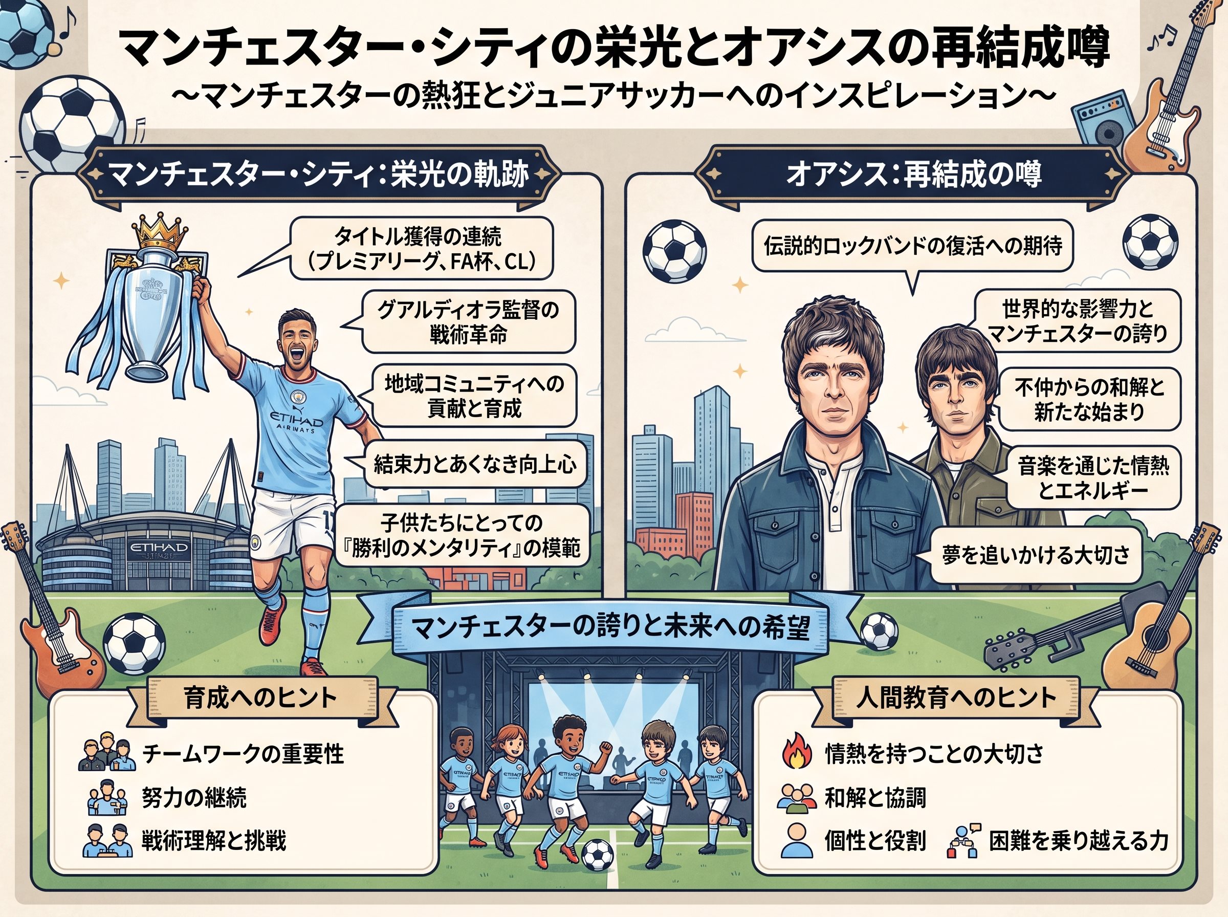 マンCの栄光とオアシスの再結成噂