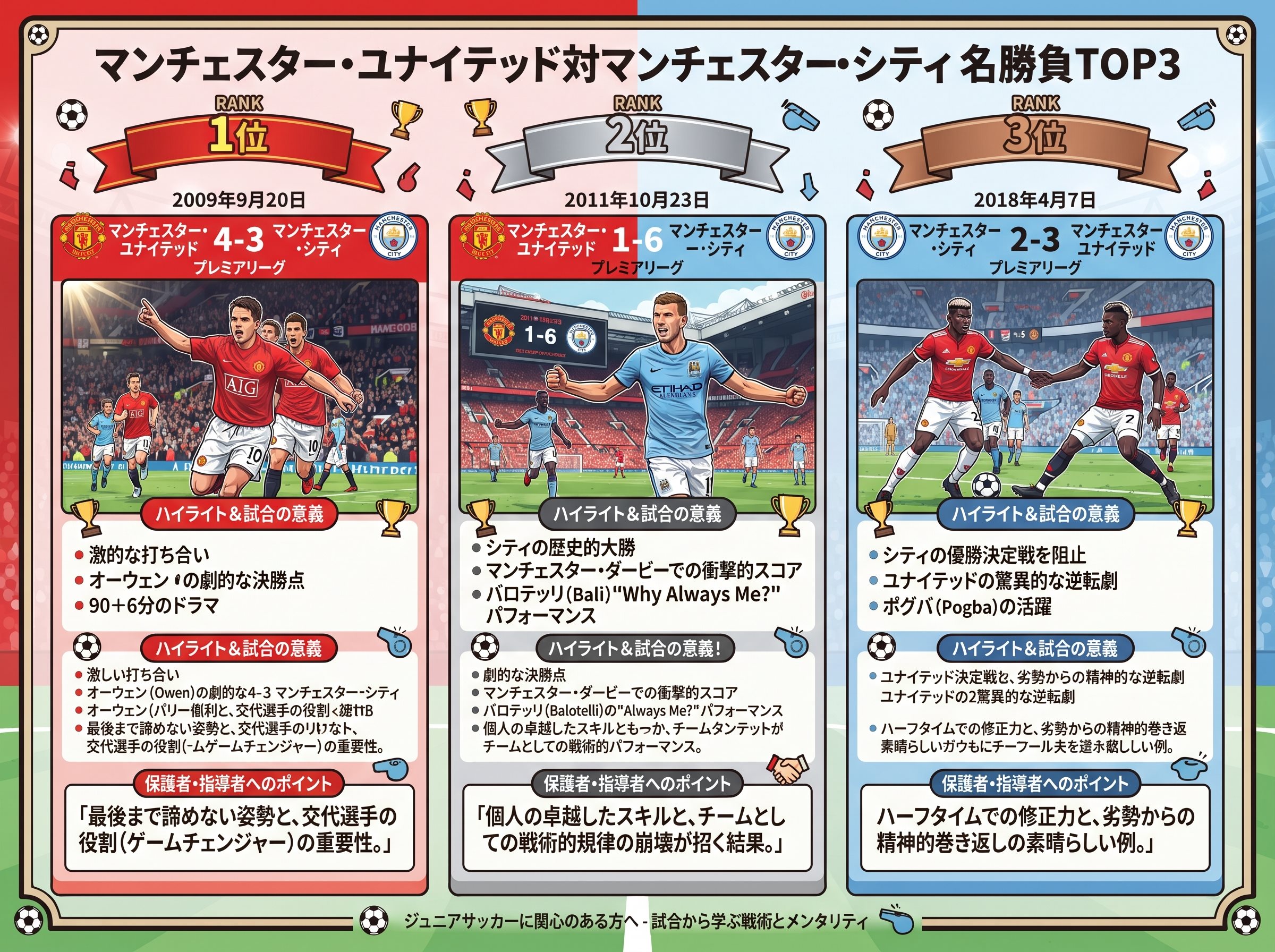 マンU対マンCの名勝負TOP3