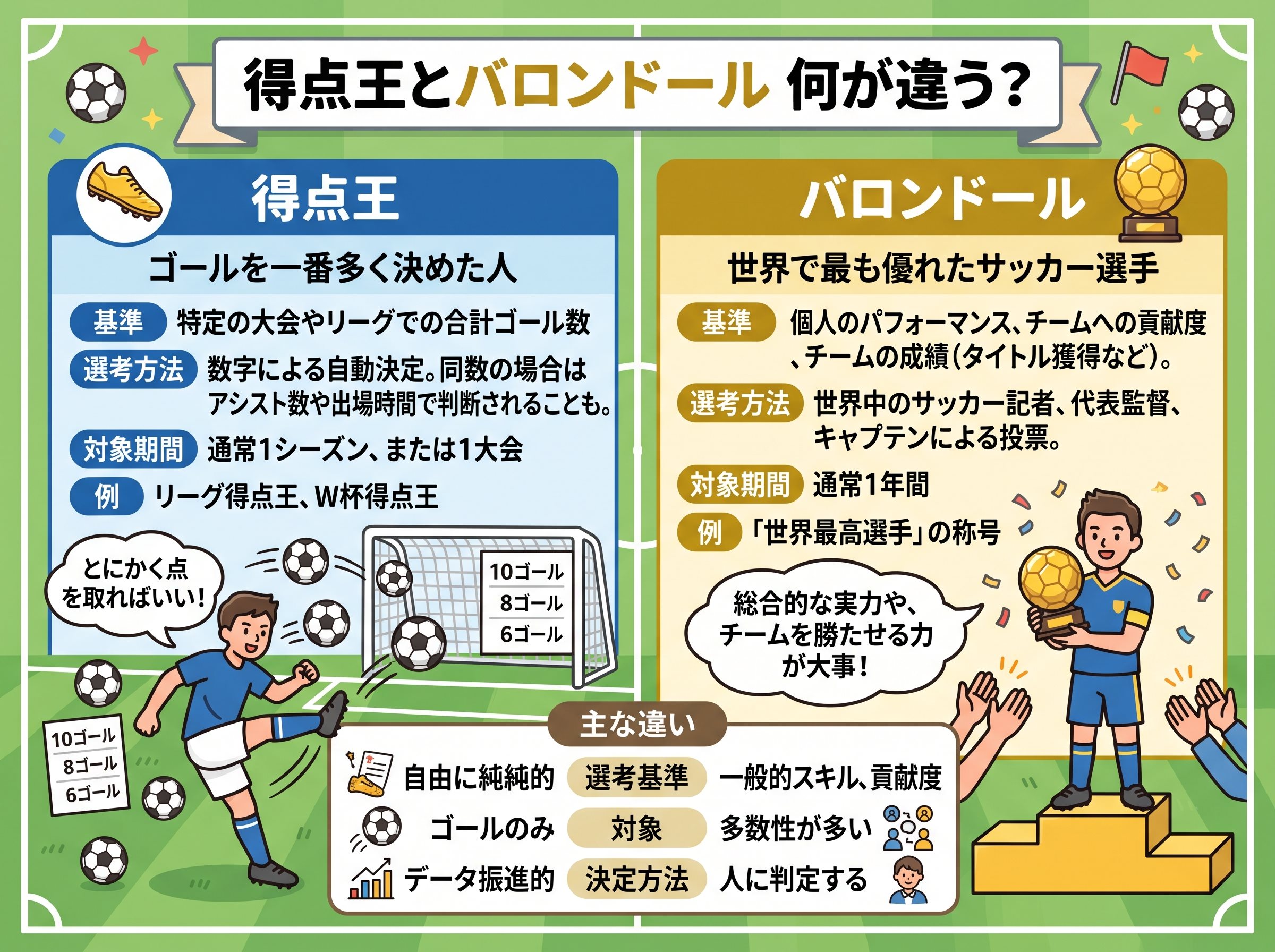 得点王とバロンドールは何が違う?