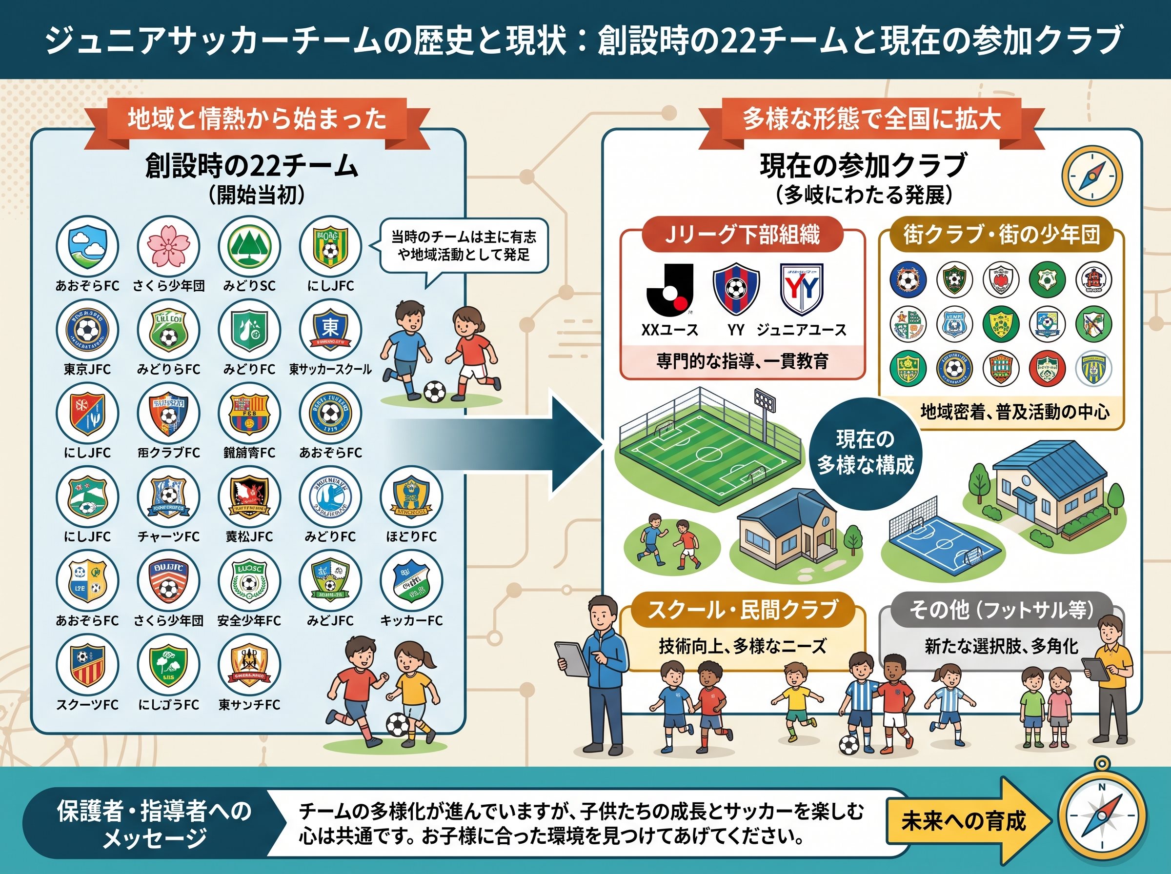 創設時の22チームと現在の参加クラブ