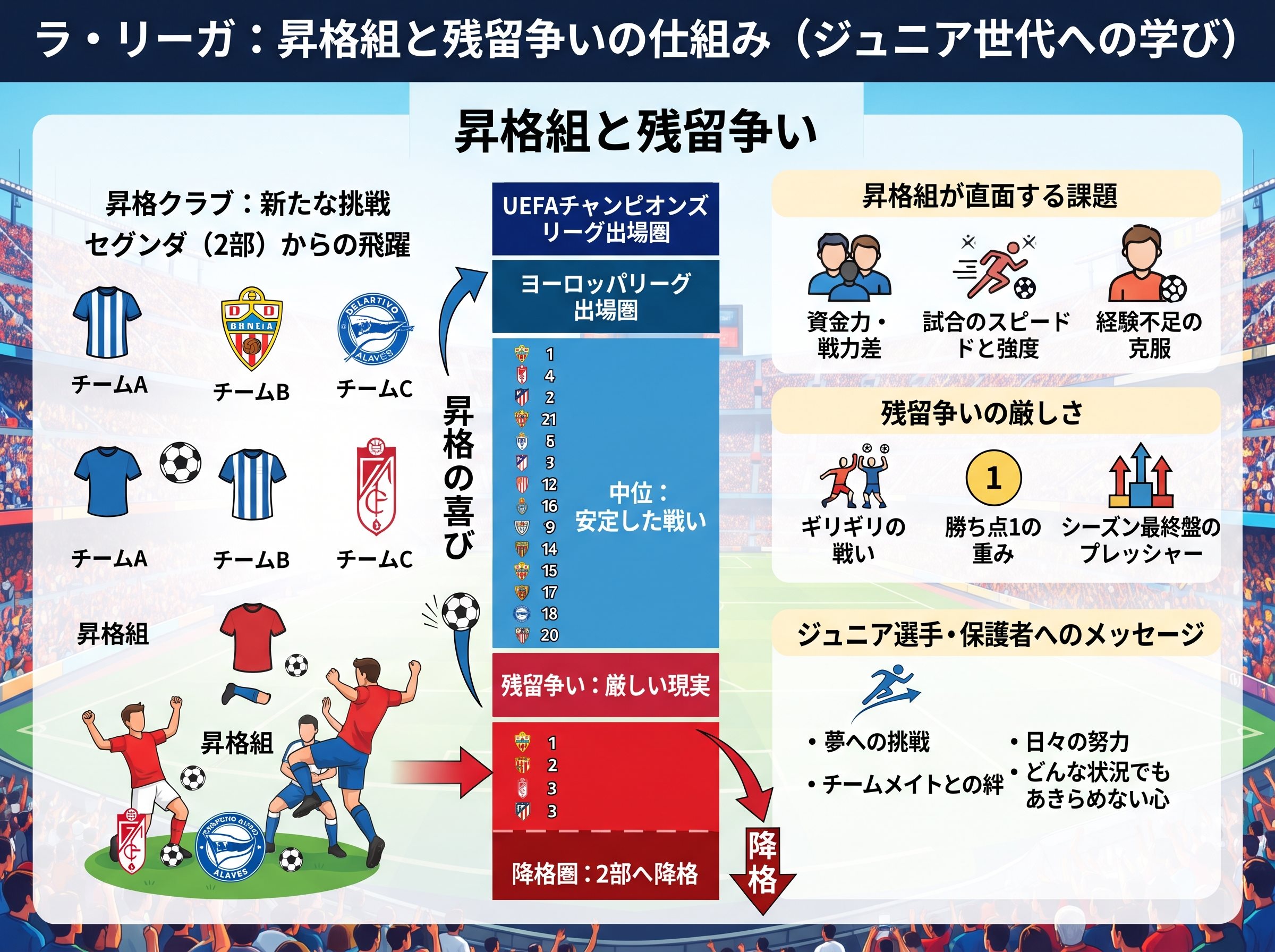ラリーガ チームの昇格組と残留争い