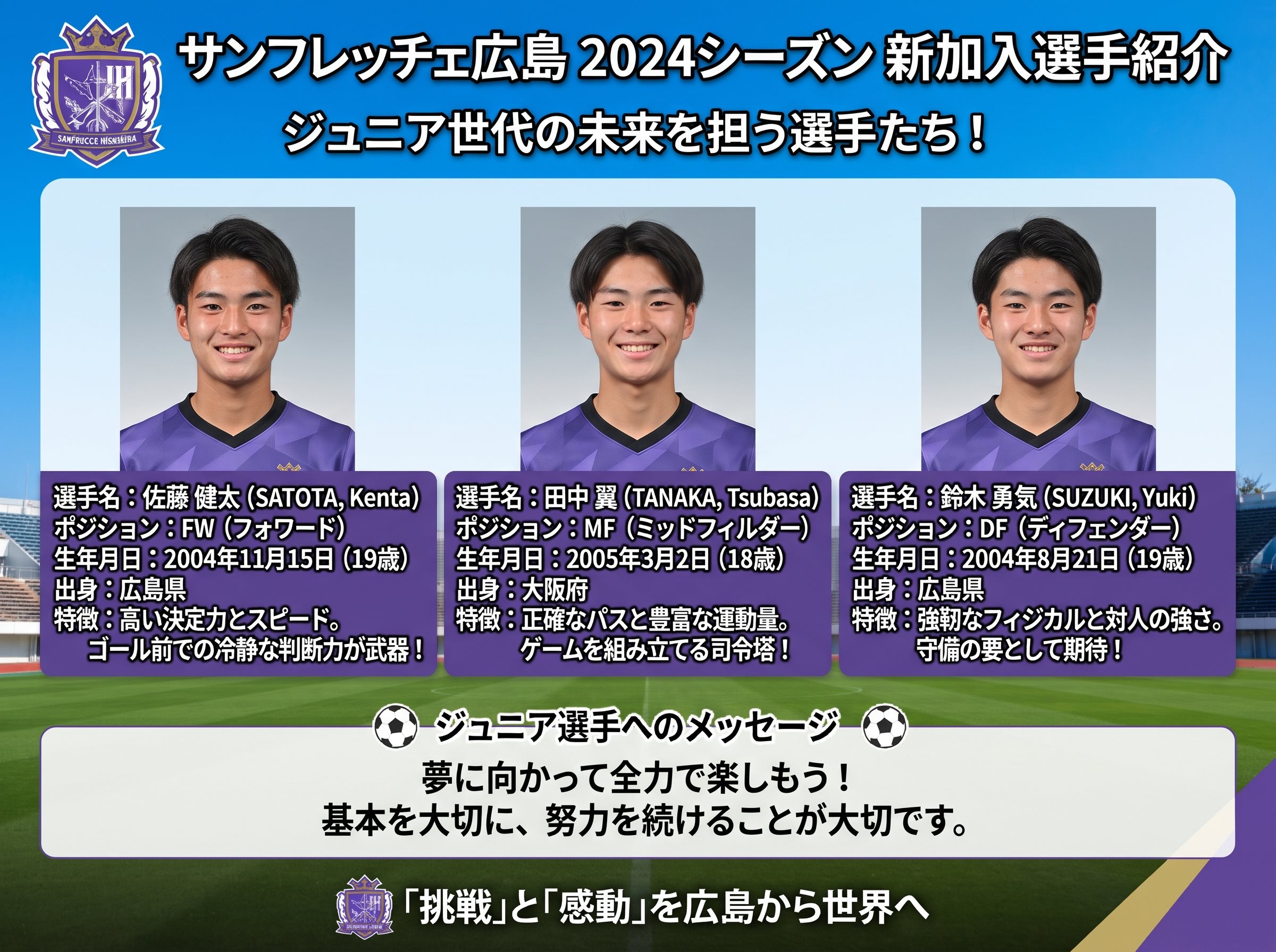 サンフレッチェ広島の新加入選手紹介