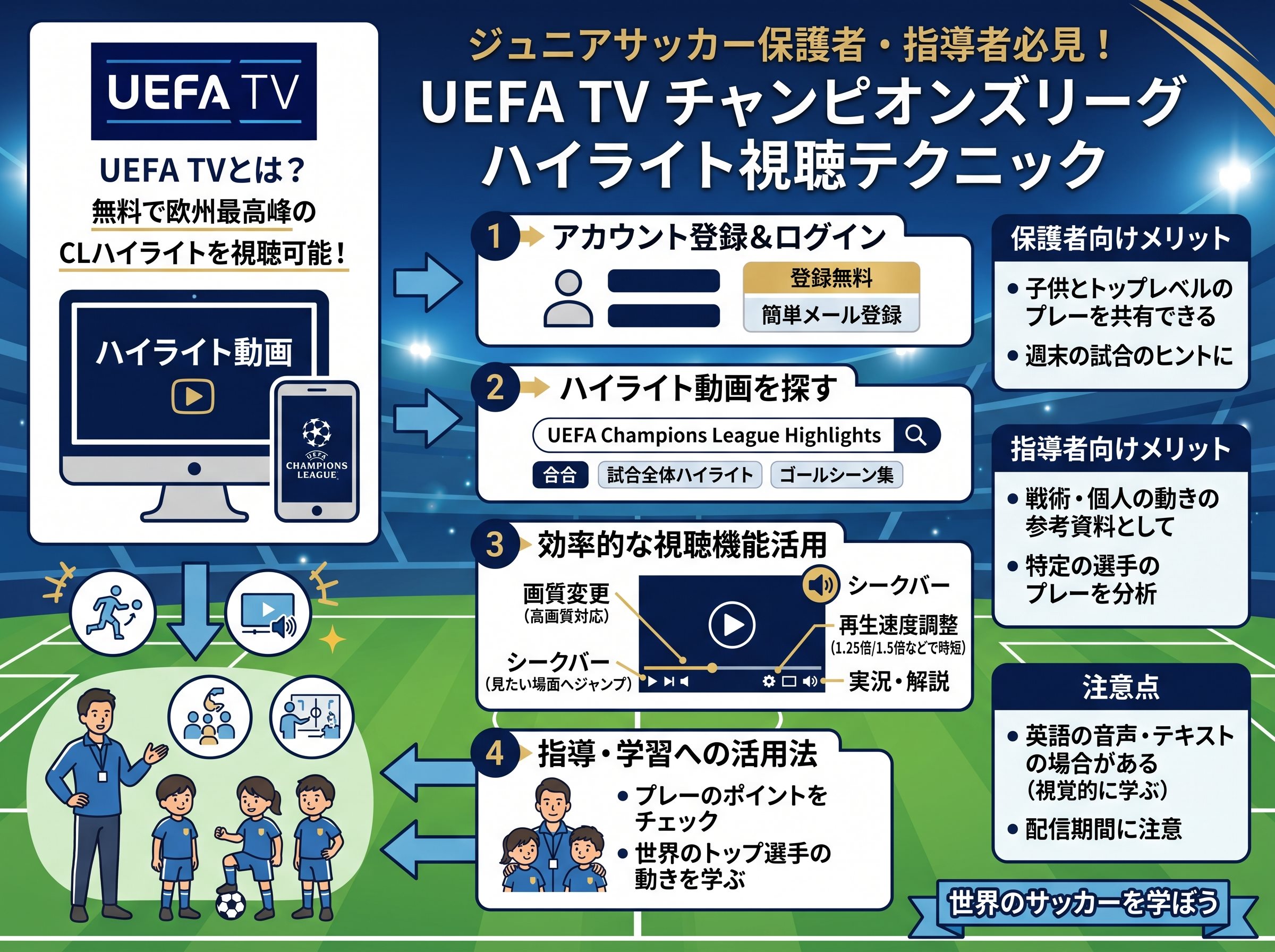 UEFA TV チャンピオンズリーグのハイライト視聴テクニック
