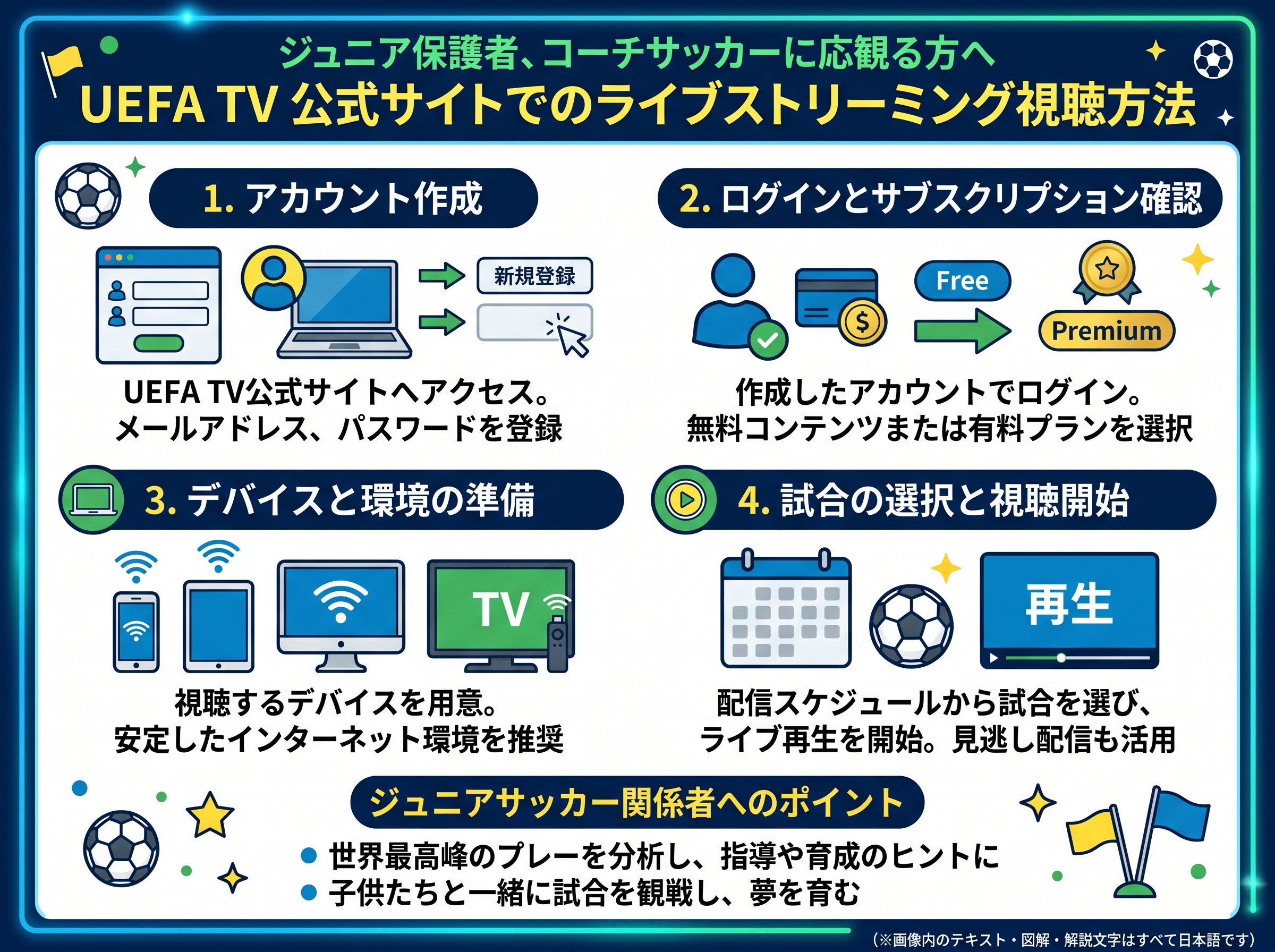 UEFA TV 公式サイトでのライブストリーミング視聴方法