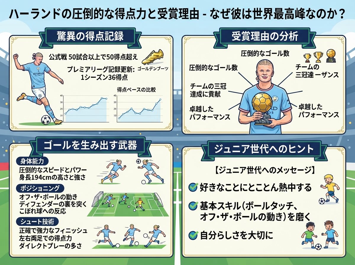 ハーランドの圧倒的な得点力と受賞理由