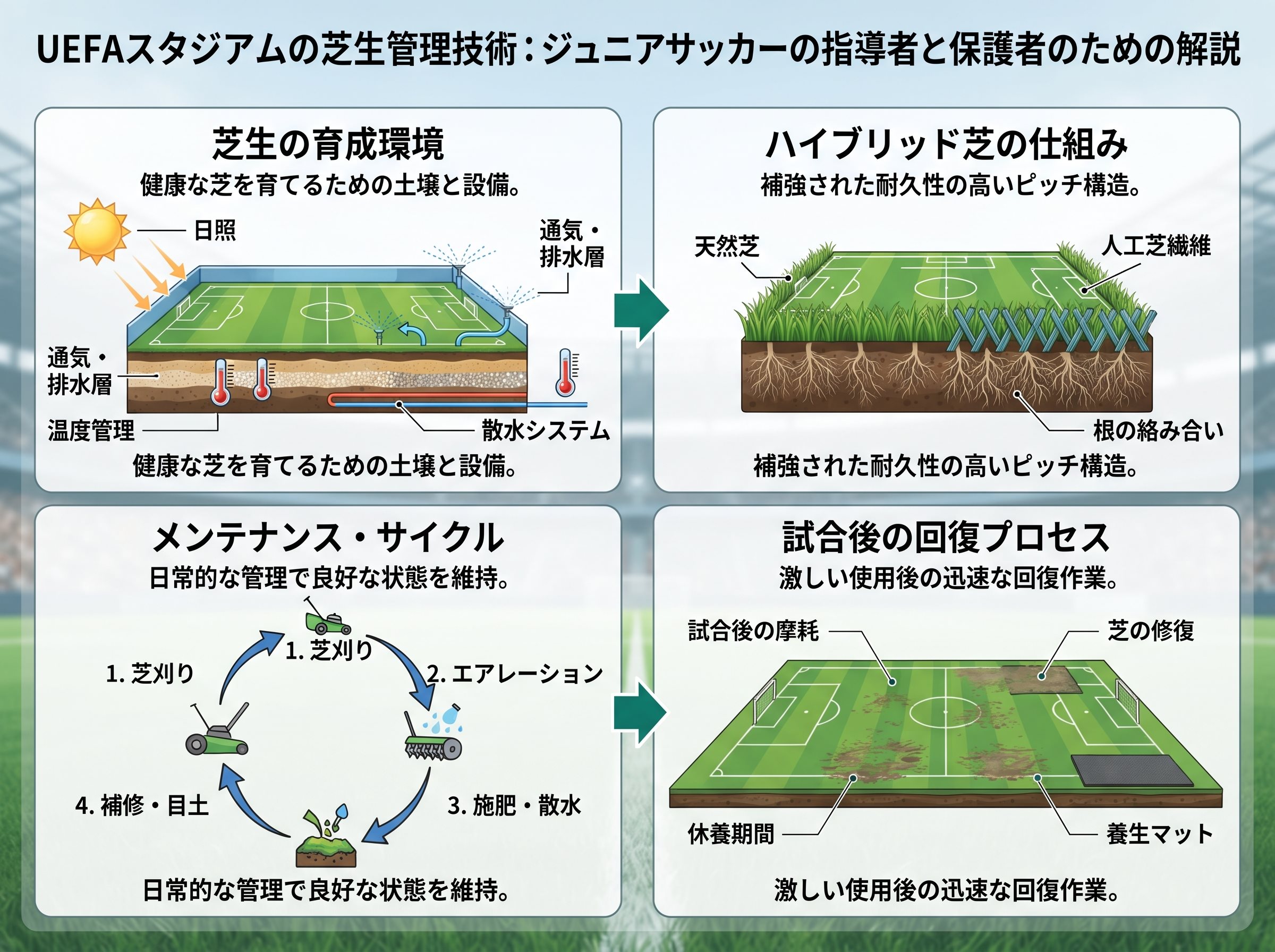 UEFAスタジアムの芝生管理技術