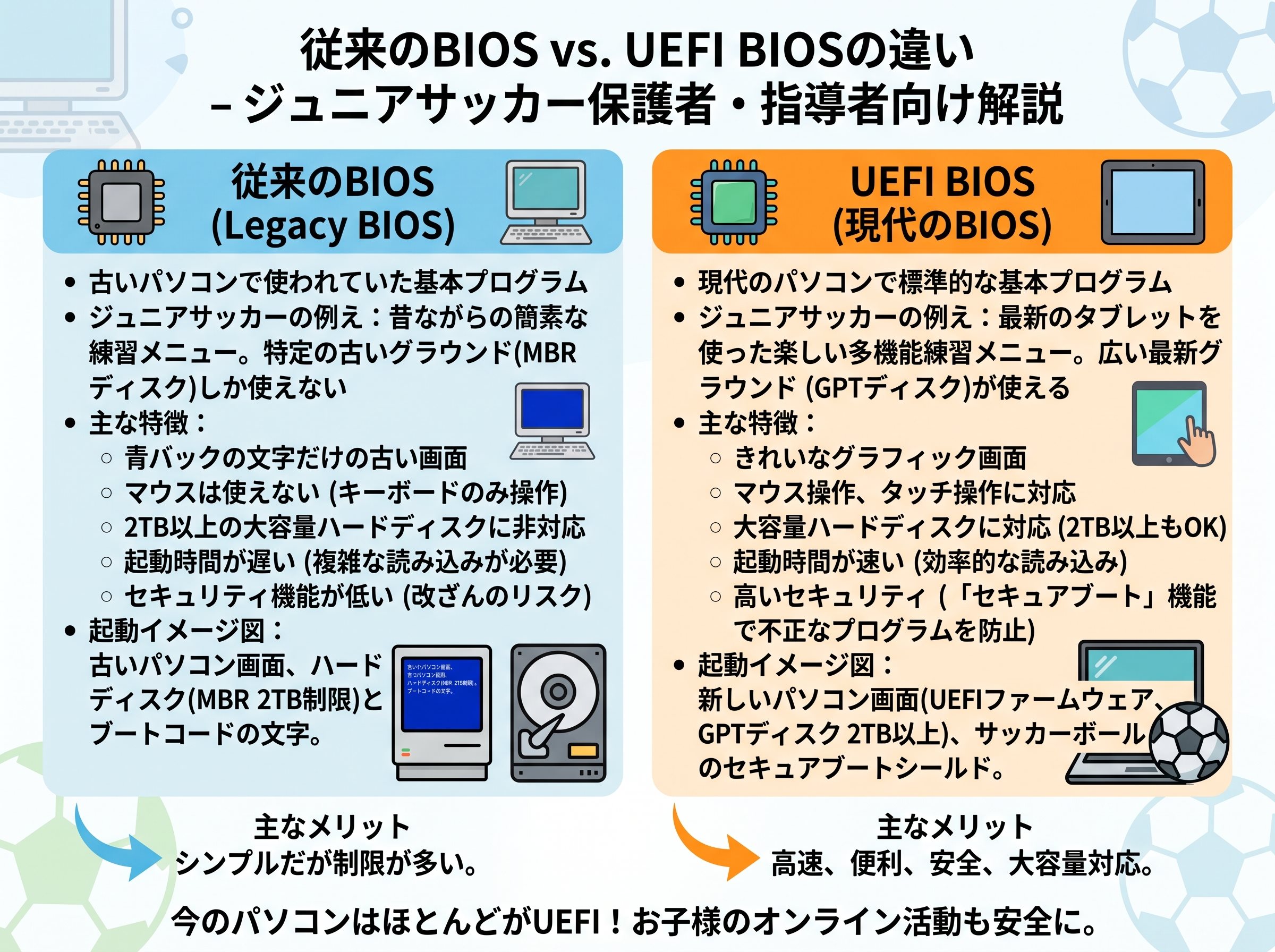 従来のBIOSとUEFI BIOSの違い